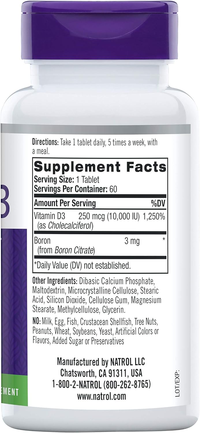 Natrol Vitamin D3 10,000 IU Tablets, Support Your Immune Health, 60 Count - Image 3
