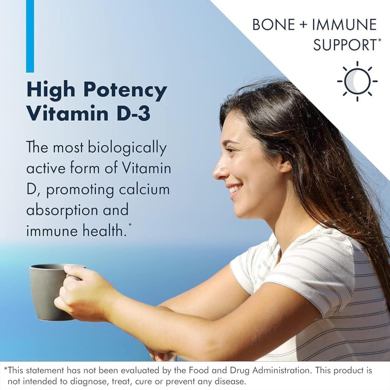 Metabolic Maintenance Vitamin D3 5000 IU - Pure Vitamin D3 with VIT C for Immune and Bone Health, Extra Strength VIT D Supplement for Women and Men - 90 Capsules - Image 4