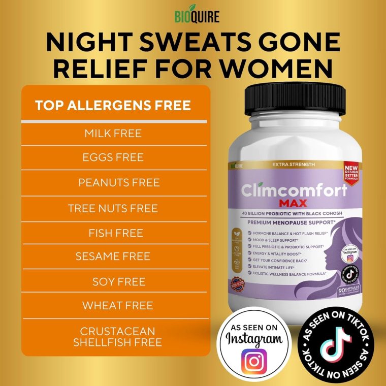 Climcomfort Max Menopause Support, 40 Billion Probiotic with Black Cohosh, 90 Capsules, Hormone Balance and Hot Flash Relief (1) - Image 3