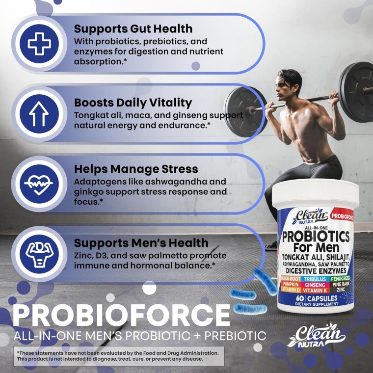 Clean Nutra Probiotics for Men | Tongkat Ali, Saw Palmetto, Tribulus, Ginseng, Ashwagandha, Maca, Pumpkin, Gingko Biloba, Pine Bark, Fenugreek, Shilajit, Zinc - Mens Probiotic 60 Capsules - Image 5