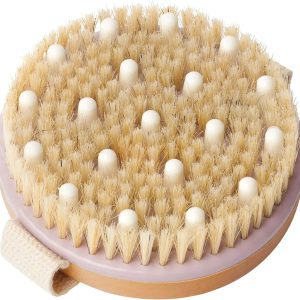 MainBasics Dry Brushing Body Brush for Lymphatic Drainage, Dry Skin, Cellulite, Blood Circulation with Exfoliating Natural Bristles and Massage Nodes for Flawless Skin