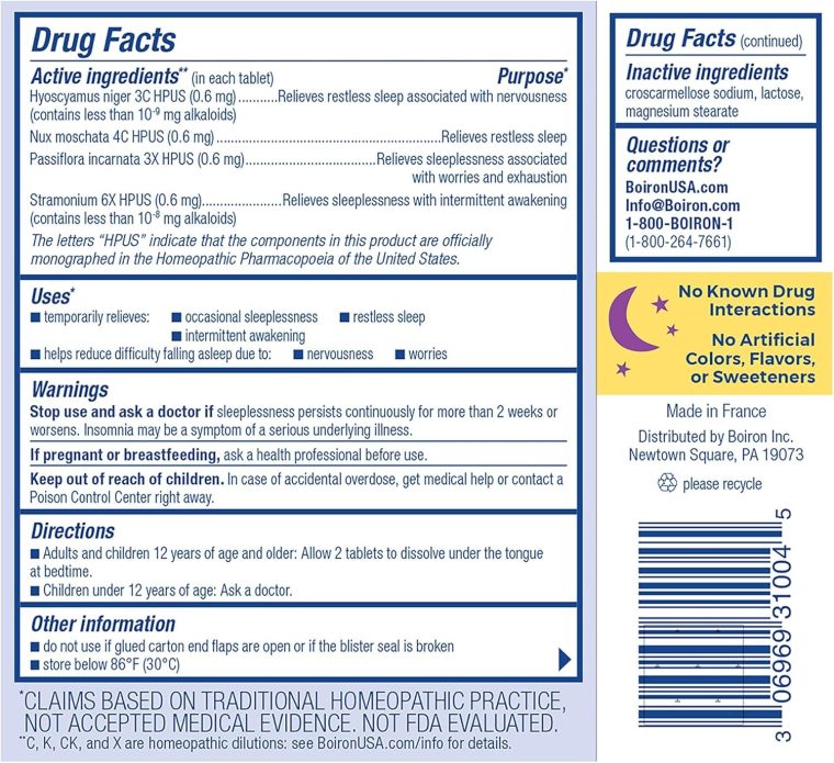 Boiron SleepCalm Sleep Aid for Deep, Relaxing, Restful Nighttime Sleep - Melatonin-Free and Non Habit-Forming - Dissolvable Tablets - 180 Count - Image 2