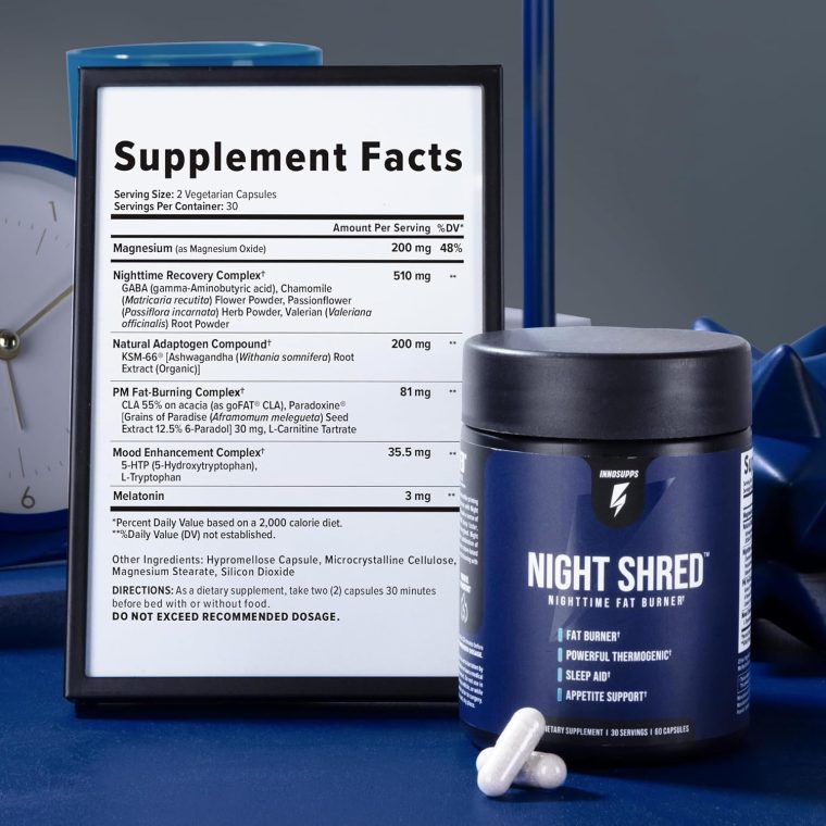 Night Shred Fat Burner and Natural Sleep Support | Ashwaganda, 5-HTP, CLA, Melatonin | Appetite Suppressant | Weight Loss Support Nighttime Fat Burning (60 Vegetarian Capsules) - Image 10