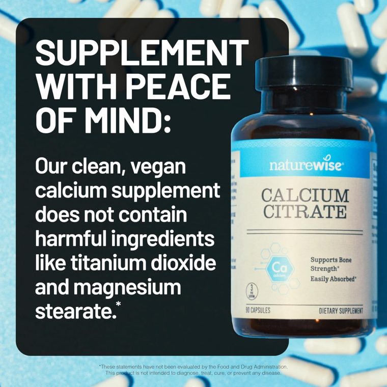 NatureWise Calcium Citrate 500mg Capsules - Supplement for Bone Health - Easy to Digest & Absorb - Vegan, Non-GMO, Gluten-Free - 90 Count[30-Day Supply] - Image 8