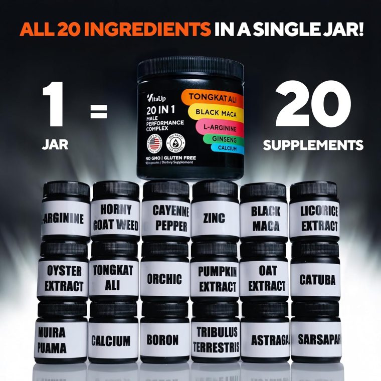 Tongkat Ali for Men 20 in 1 with Astragalus - USA Made Mens Supplement Complex with Black Maca Root, L-Arginine, Ginseng, Calcium, Astragalus for Normal Strength & Endurance Support - 90 Caps - Image 4