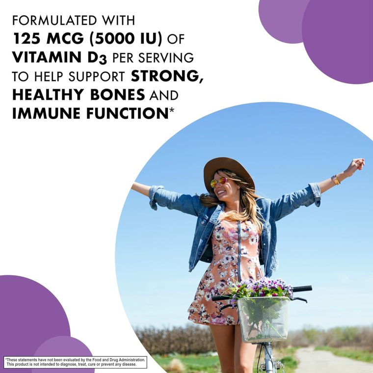 Bluebonnet Nutrition Earth Sweet Vitamin D3 5000 IU Chewable Tablets, Aids in Muscle & Skeletal Growth, Non GMO, Gluten & Soy & Milk Free, Kosher, Raspberry, White, 90 Count - Image 4