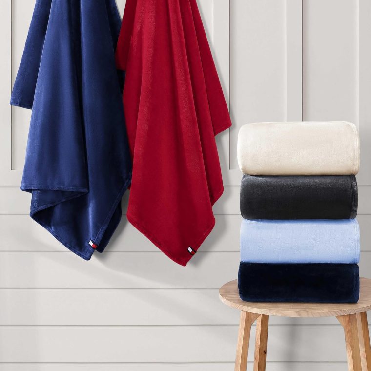 Tommy Hilfiger - King Plush Blanket, Medium Weight Bedding for Year-Round Use, Perfect for Layering on Beds or Couches (Marine Blue) - Image 7