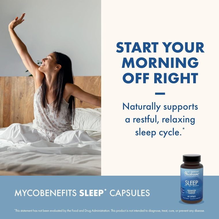 Host Defense MycoBenefits Sleep* Capsules - Rest Support for Healthy Sleep Quality - Calming Supplement with Magnesium, Lion's Mane & GABA - Aids Balanced Rest Cycles - 60 Capsules (30 Servings) - Image 5