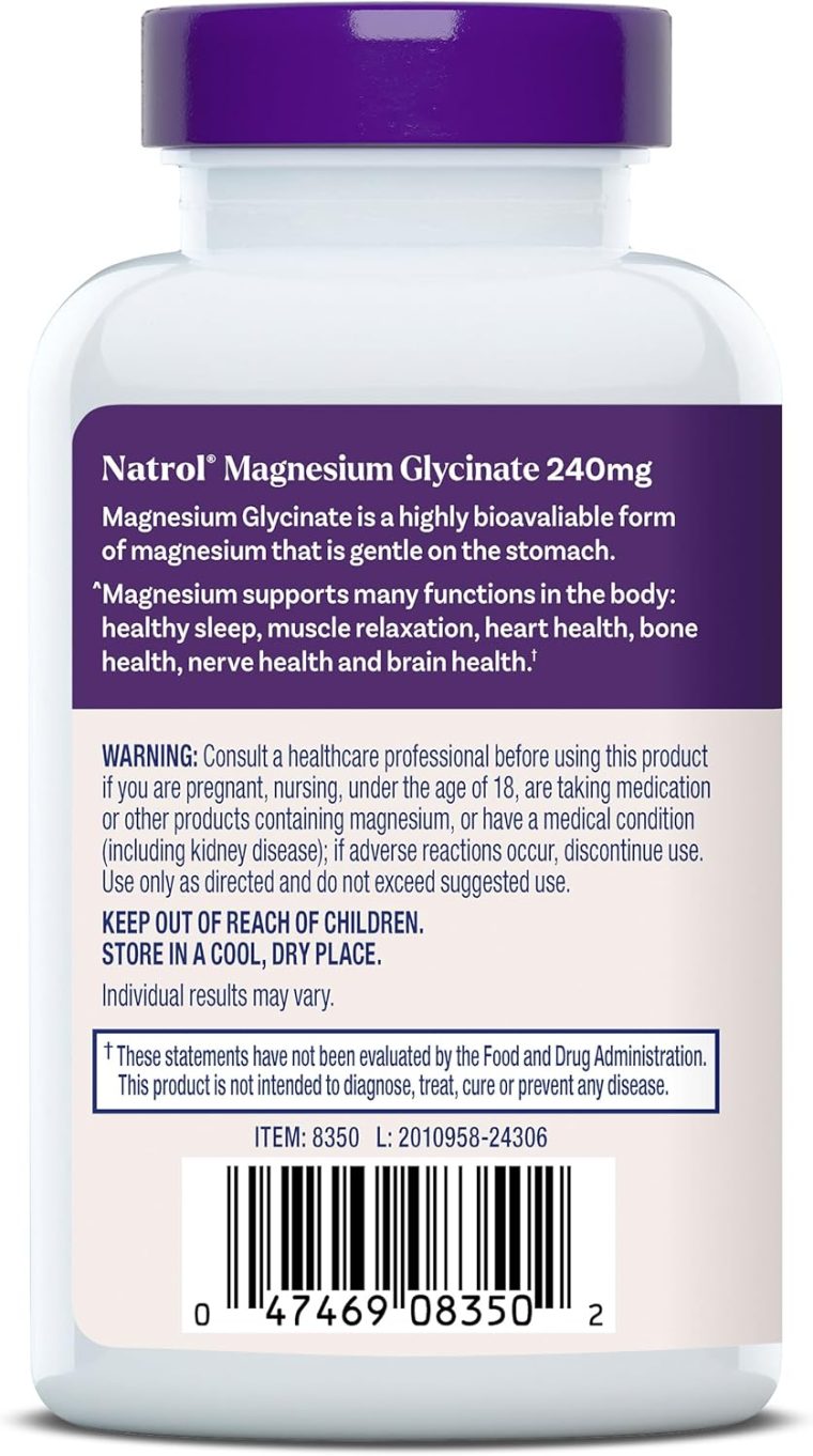 Natrol Magnesium Glycinate Supplements 240 mg - High Absorption - Calm Magnesium Glycinate for Sleep - 60 Capsules, 30 Day Supply - Image 8