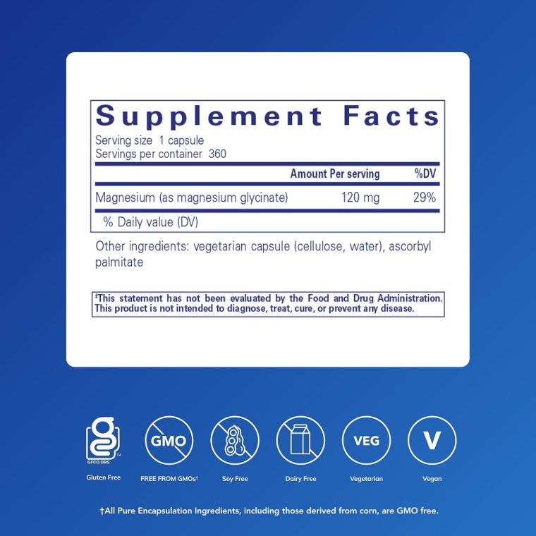 Pure Encapsulations Magnesium (Glycinate) - Supplement to Support Stress Relief, Sleep, Heart Health, Nerves, Muscles, and Metabolism* - with Magnesium Glycinate - 360 Capsules - Image 2