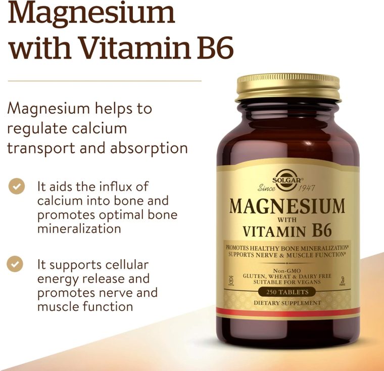Solgar Magnesium with Vitamin B6, 250 Tablets - Promote Healthy Bone Mineralization, Support Nerve & Muscle Function, Energy Metabolism - Non-GMO, Vegan, Gluten Free, Dairy Free, Kosher - 83 Servings - Image 3