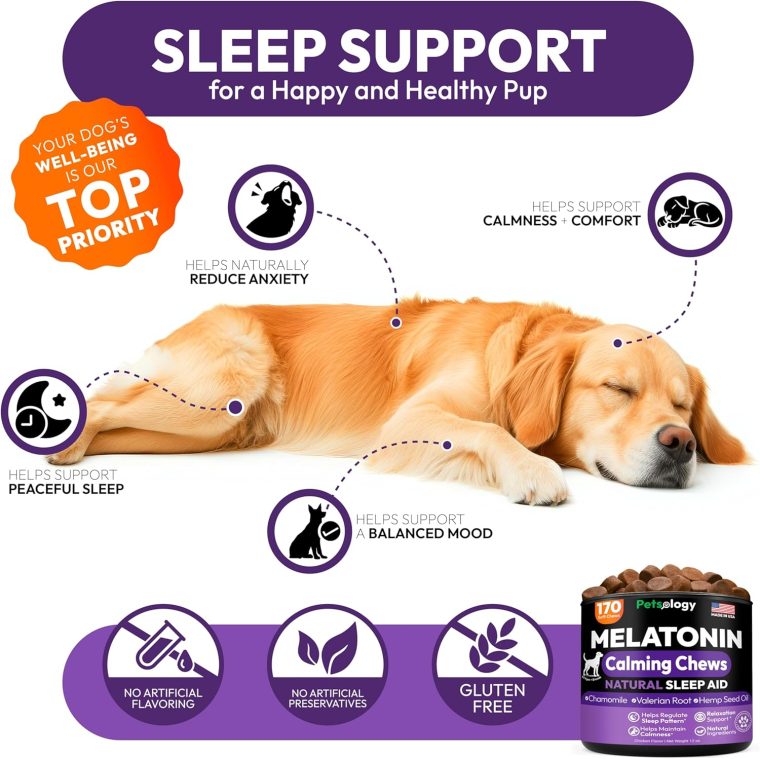 Advanced Melatonin for Dogs - 170 Dog Melatonin Calming Chews for Small and Large Dogs - Natural Hemp Dog Sleep Aid, Puppy Sleeping Pills, Anxiety, Stress, Separation, Barking, Fireworks - Made in USA - Image 4
