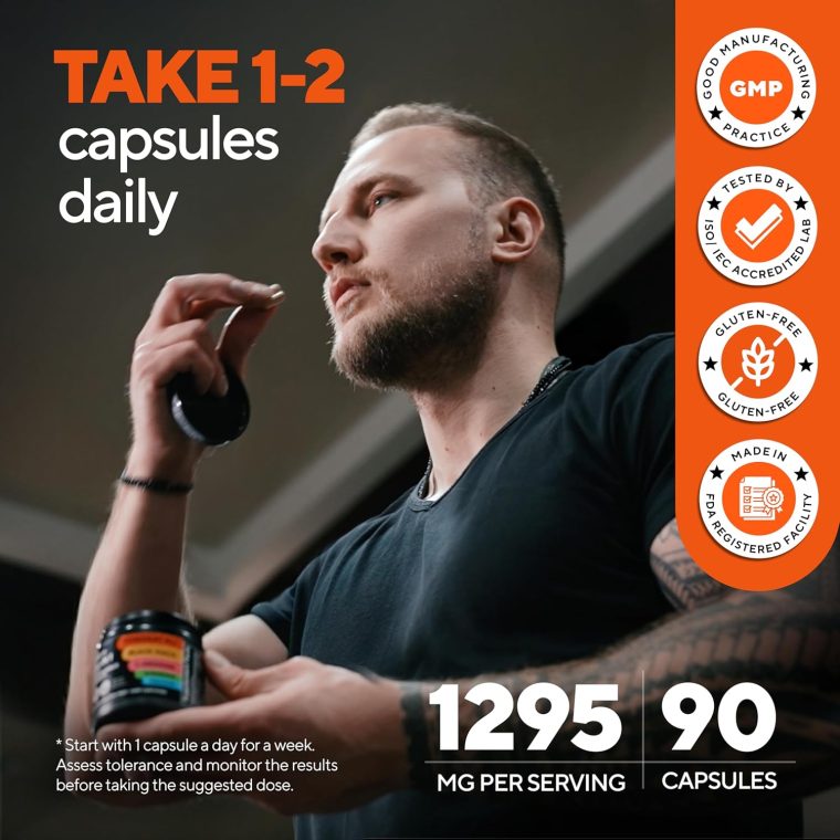 Tongkat Ali for Men 20 in 1 with Astragalus - USA Made Mens Supplement Complex with Black Maca Root, L-Arginine, Ginseng, Calcium, Astragalus for Normal Strength & Endurance Support - 90 Caps - Image 6