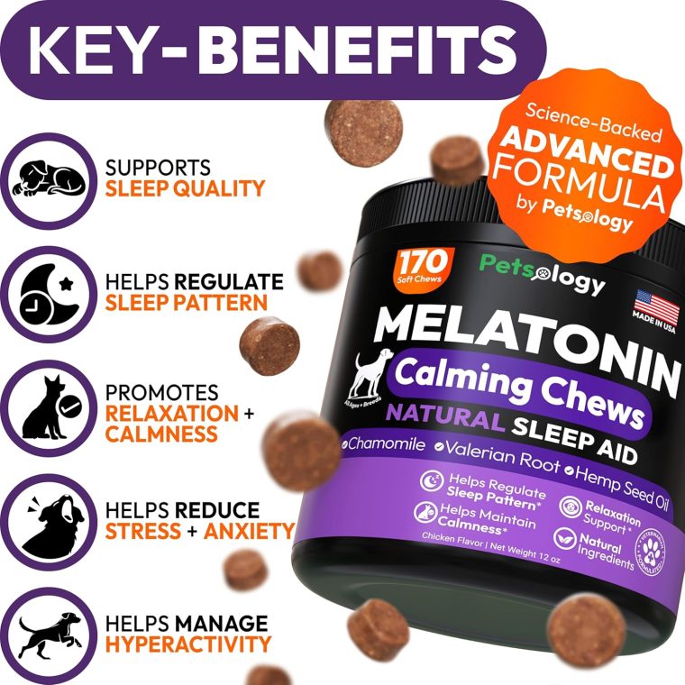 Advanced Melatonin for Dogs - 170 Dog Melatonin Calming Chews for Small and Large Dogs - Natural Hemp Dog Sleep Aid, Puppy Sleeping Pills, Anxiety, Stress, Separation, Barking, Fireworks - Made in USA - Image 2