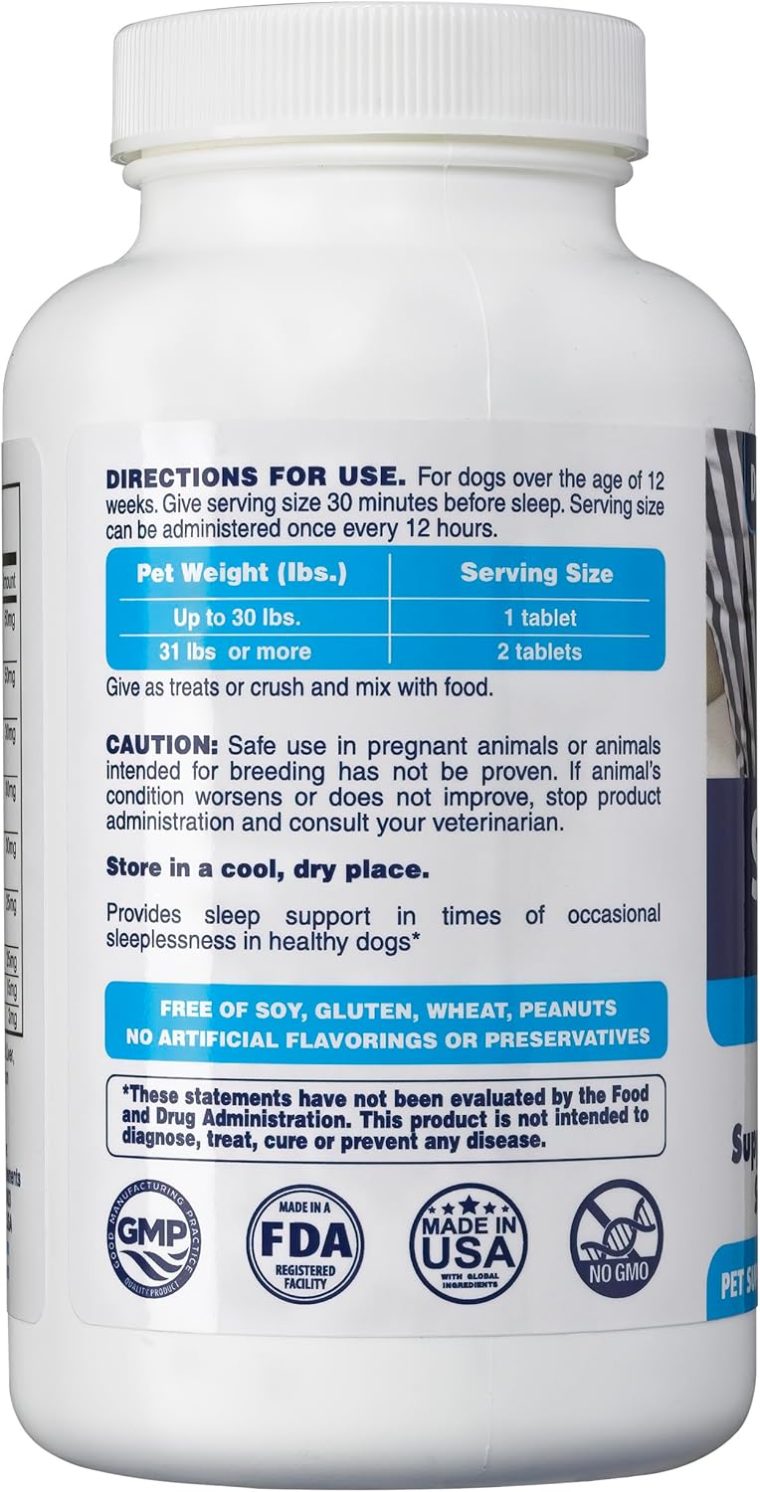 Dog Sleep Aid for Dogs, Better Than Melatonin or Calming Chews Only, Best Sleeping Pills + Melatonin, 120 Tablets, Puppy Sleep Aid, USA - Image 3