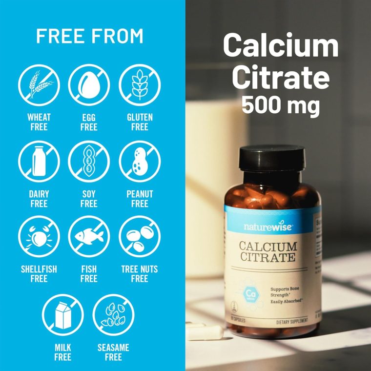 NatureWise Calcium Citrate 500mg Capsules - Supplement for Bone Health - Easy to Digest & Absorb - Vegan, Non-GMO, Gluten-Free - 90 Count[30-Day Supply] - Image 5