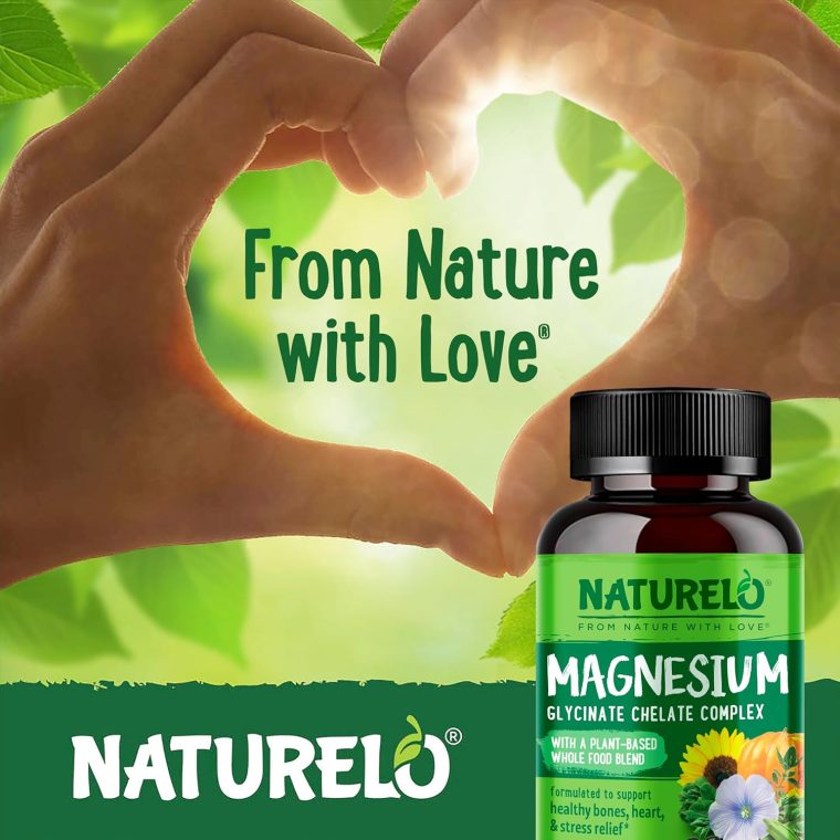 NATURELO Magnesium Glycinate Chelate Complex - 200 mg Magnesium with Organic Vegetables to Support Sleep, Calm, Muscle Cramp & Stress Relief - Gluten Free, Non GMO - 120 Capsules - Image 5