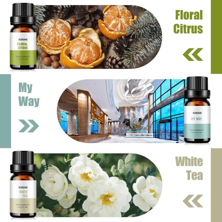 Fragrance Oils, Hotel Collection Diffuser Oil, Luxury Hotel Essential Oil Set for Diffuser, Soap & Candle Making Scents - Luxury Night, Jasmine & Mint, Lemon & Thyme, White Tea, Floral Citrus, My Way - Image 3