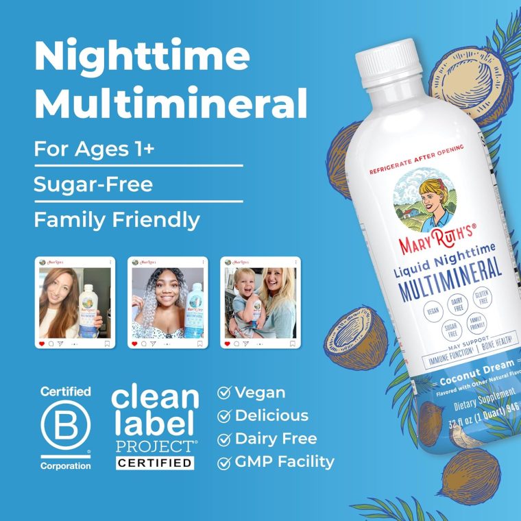 MaryRuth Organics Liquid Nighttime Multimineral | No Melatonin | Bedtime Routine | Magnesium Citrate | Calcium | Zinc | Vitamin D3| Available in 4 Flavors - Vegan | Sugar Free | Gluten Free | 32 Oz - Image 8
