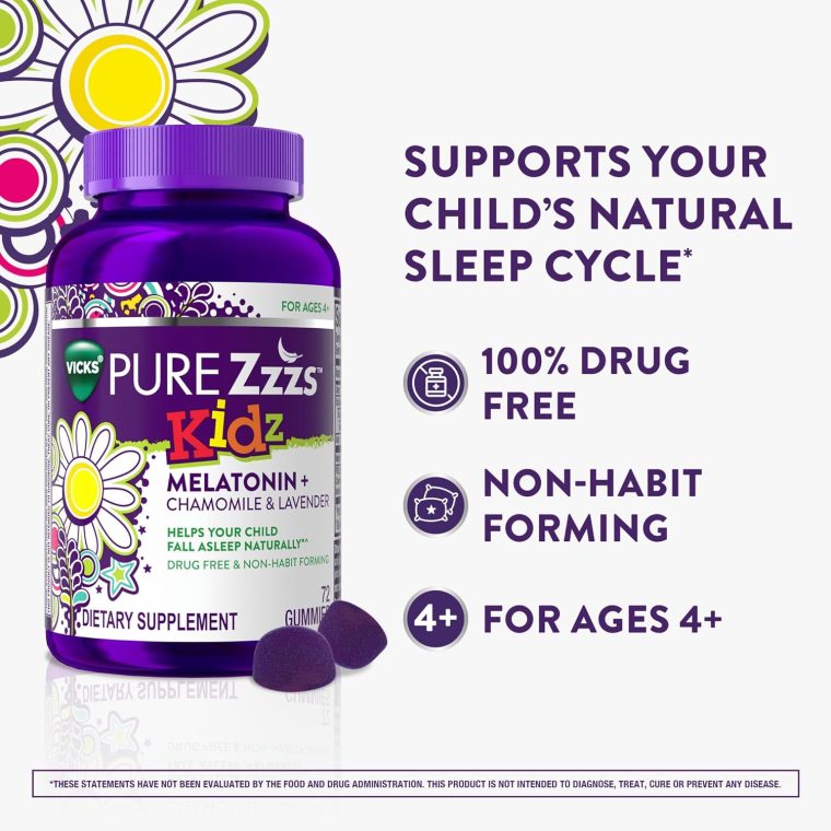 PURE Zzzs Kidz, Kids Melatonin Gummy, Sleep Aid, Low Amount of Melatonin for Kids, with Chamomile and Lavender, Melatonin 1 mg, Melatonin Gummies Kids, Berry Flavored, 72 Sleep Gummies - Image 3