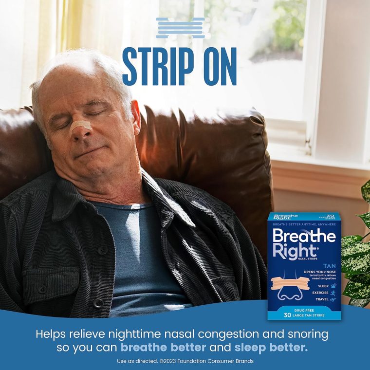 Breathe Right Original Nose Strips to Reduce Snoring and Relieve Nose Congestion, Tan, 30 Count (Packaging May Vary) - Image 2