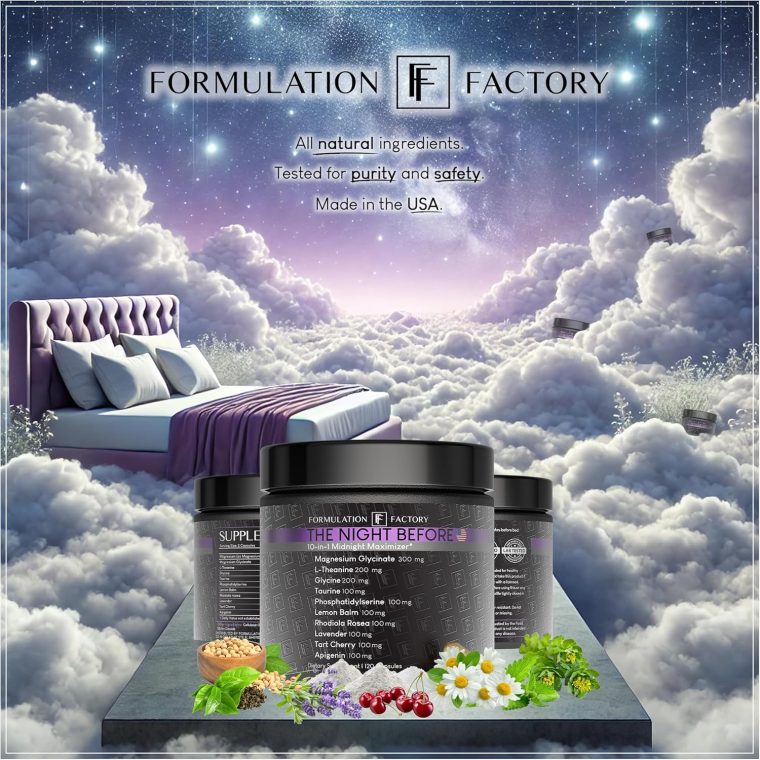 The Night Before 10-in-1 Midnight Maximizer Sleep Aid, Stress Relief, Cognition, Relaxation, Recovery, Focus, Magnesium Glycinate, L-Theanine & More, (120 Capsules – 2 Month Supply) - Image 10