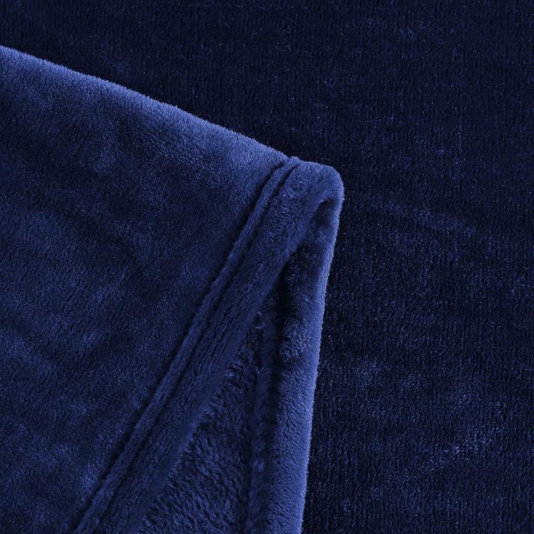 Tommy Hilfiger - King Plush Blanket, Medium Weight Bedding for Year-Round Use, Perfect for Layering on Beds or Couches (Marine Blue) - Image 3