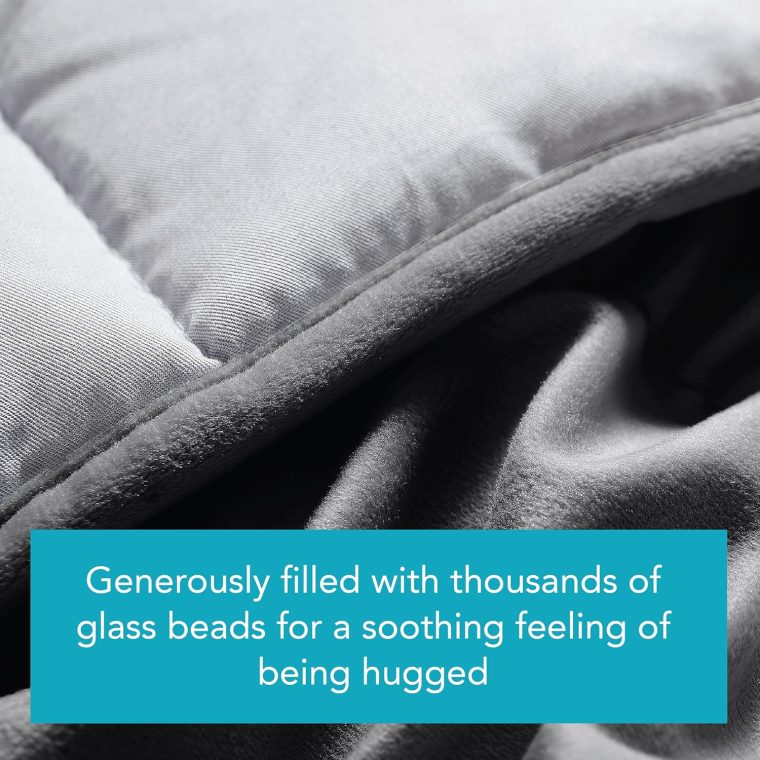 Calming Acupressure Cooling Reversible Weighted Lap Blanket with Glass Beads, 5 Pounds, Charcoal - Image 5