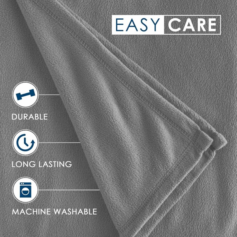Twin Size Fleece Bed Blanket | Comfy Supersoft Fleece Blanket – All-Season Light Weight Throw Blanket | Luxuriously Soft | Throw Blanket for Couch and Sofa | Machine Wash | Gray - Image 8