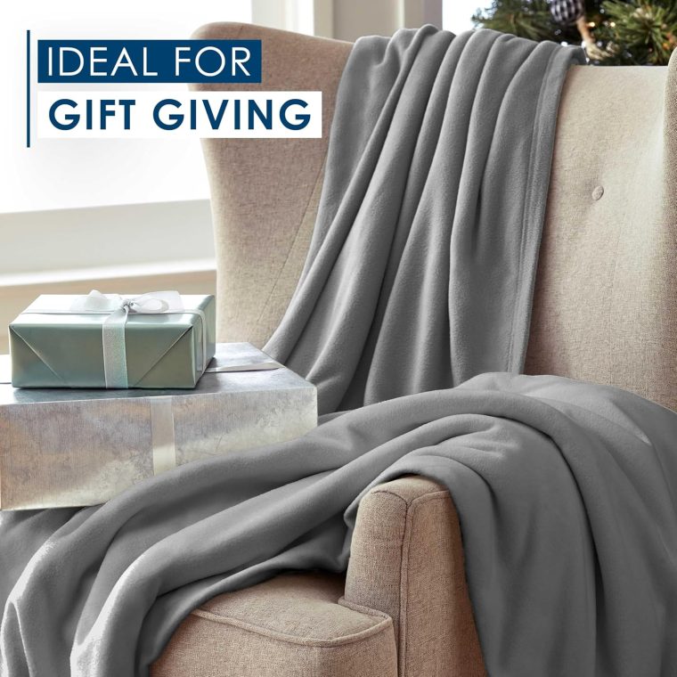 Twin Size Fleece Bed Blanket | Comfy Supersoft Fleece Blanket – All-Season Light Weight Throw Blanket | Luxuriously Soft | Throw Blanket for Couch and Sofa | Machine Wash | Gray - Image 6