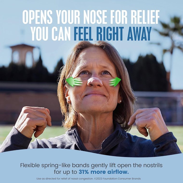 Breathe Right Original Nose Strips to Reduce Snoring and Relieve Nose Congestion, Tan, 30 Count (Packaging May Vary) - Image 3